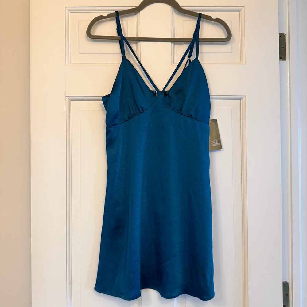 NWT Wild Fable Teal Satin Dress